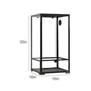 Guzzlo 3 in 1 Reptile Tall Glass Terrarium, 16x16x30, Reptile Tank Rainforest Habitat, Black