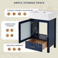 thumbnail image 3 of Euroco 20" Bathroom Vanity with Ceramic Sink, Frosted Glass Doors, Soft-Close Door, Solid Wood Legs – Modern Space-Saving Design, 3 of 7