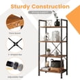 thumbnail image 3 of CONCETTA Bookshelf, 4-Tier Small Industrial Storage Shelf & Shelves, Metal Bookcase for Home Office, Living Room, Rust Brown, 3 of 8