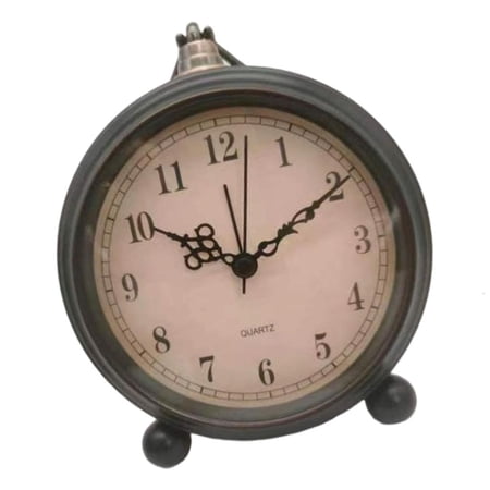 SDFGTstore Antique Metal Quiet Alarm Clock With Night Light Battery Operated Home Decors
