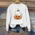 thumbnail image 6 of Tops for Women Plus Size Halloween Printed Round Neck Long Sleeved Sweatshirts,Womens Blouse White, 6 of 6
