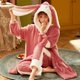 thumbnail image 1 of Conjunto de pijama de franela con capucha para mujer, ropa de dormir cómoda, bonita, Kawaii, gruesa, para el hogar, invierno, navidad, 1 of 4