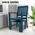 thumbnail image 5 of Emorefun 3 Piece Metal Outdoor Furniture Set, Stackable Bistro Table and Chairs for Patio, Garden, Balcony, Light Blue, 5 of 8