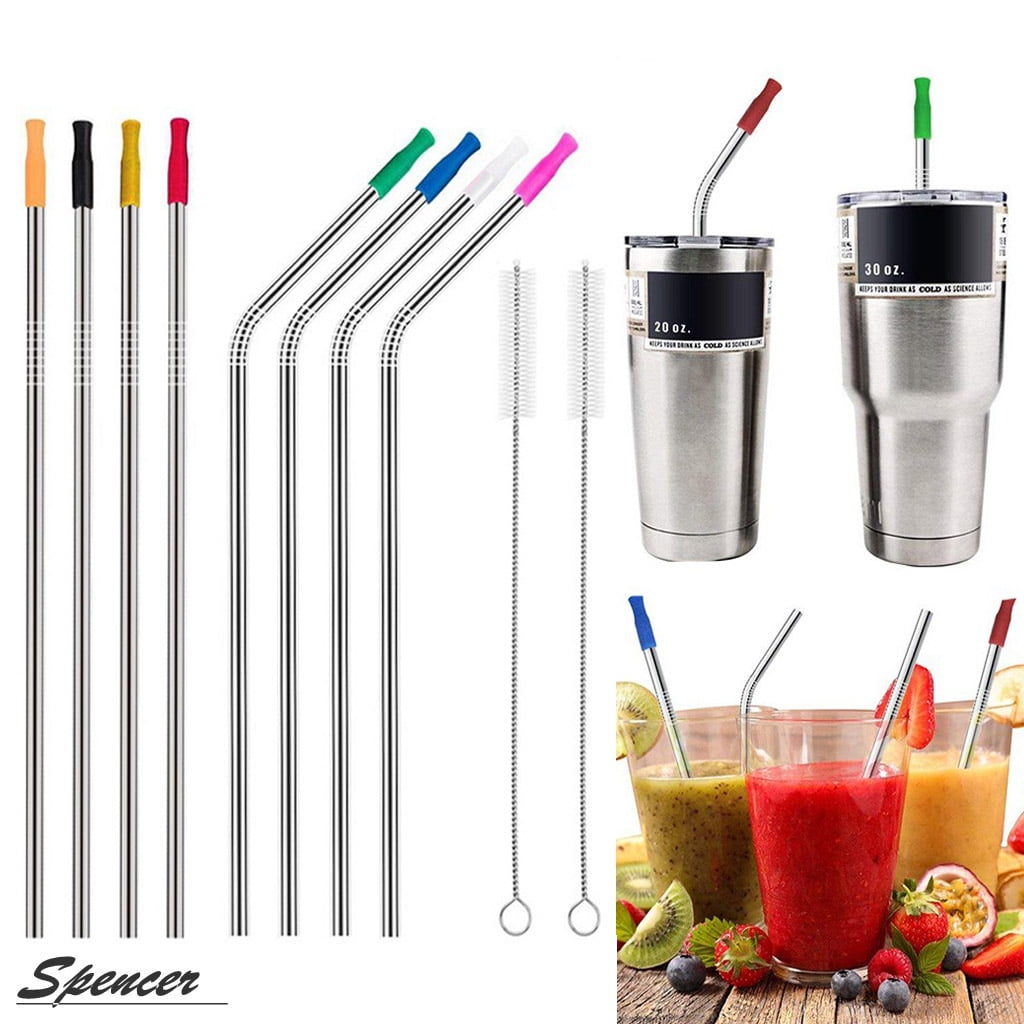 4 Bend Stainless Steel Straws Extra LONG fits 30 oz & 20 oz Yeti Tumbler  Rambler Cups - CocoStraw Brand Drinking Straw (4 Bend Straws) 