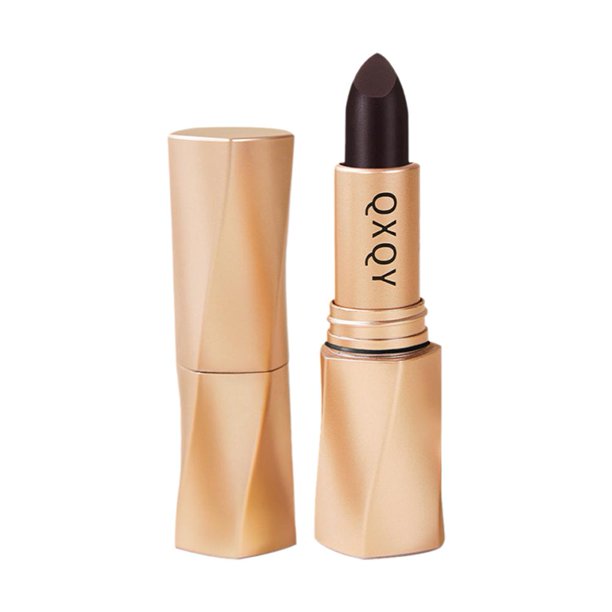 Wartleves Lápiz labial negro mate suave brillo labial 3,7 g taza antiadherente de larga duración