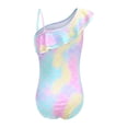 thumbnail image 5 of Popvcly 4-12T Little Big Girls Mermaid scales 1-Piece Swimsuits One Shoulder Ruffle Swimwear Bathing Suit UPF 50+, 5 of 15