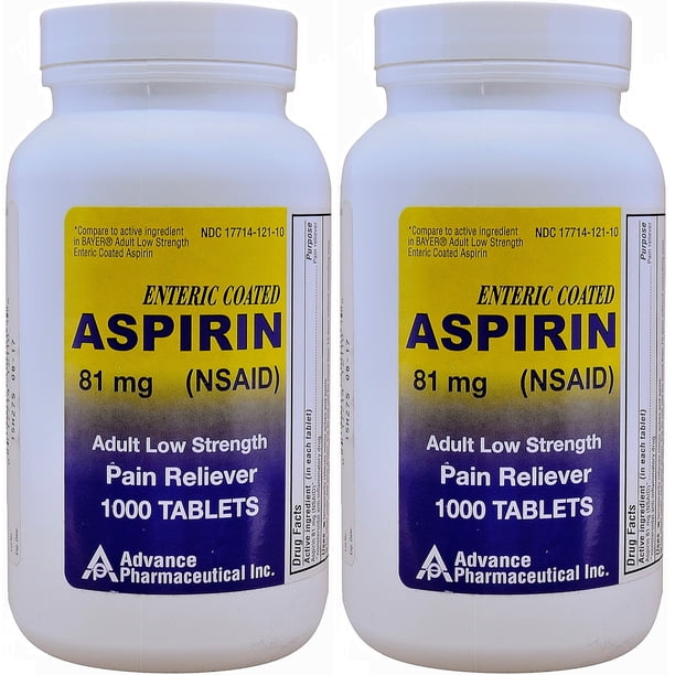 Aspirin 81 mg Generic for Bayer Low Dose Adult Aspirin Regimen Enteric Coated Tablets 1000 Per