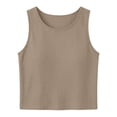 thumbnail image 7 of Khunlpohl Women's 2 Piece Sets Crew Neck Cropped Sleeveless Tank Tops and Straight Leg Loose Pants Summer Trendy Casual Vacation Set, 7 of 7