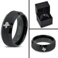thumbnail image 4 of Tungsten Texas The Lone Star State Band Ring 8mm Men Women Comfort Fit Black Beveled Edge Brushed Polished, 4 of 4