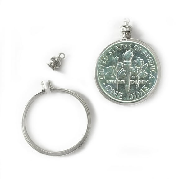 Coin Holder Bezel for USA Dime 10 cent Silvertone Pack of 2