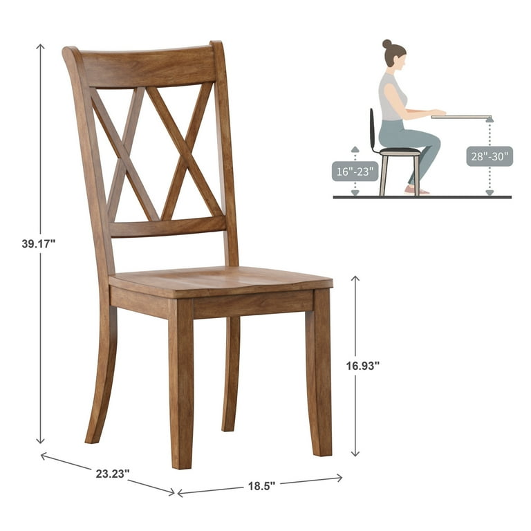 Weston Home Farmhouse Wood Dining Side Chair, Oak (Set of - Main Image