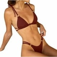 thumbnail image 2 of UTSJKR Thong Bikini Sets for Women - String Micro Bikinis Flattering 2 Piece Swimsuit Halter Triangle Brazilian Bathing Suit Coffee S, 2 of 6