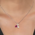thumbnail image 3 of 925 Silver and 10K Yellow Gold Peach Morganite Red Created Ruby and White Moissanite Pendant Necklace for Women (2.35 Cttw, Oval 8X6MM, 7X5MM and 6X4MM,  October Birthstone, with 18 inch Chain), 3 of 4