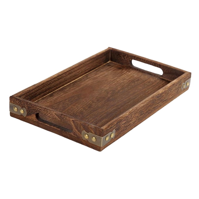 Bandeja de madera para servir, bandeja para comer, para desayunar en la cama, práctica y resistente, 36 x 24 x 4 cm
