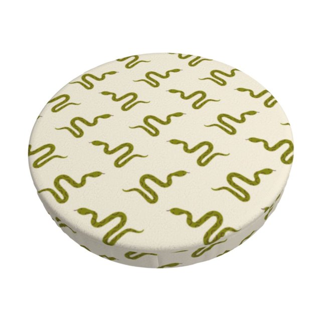 Disketp Green Snake Funda Redonda para Taburete, Funda de Cojín para Silla de Bar Suave y Elástica-14 inch
