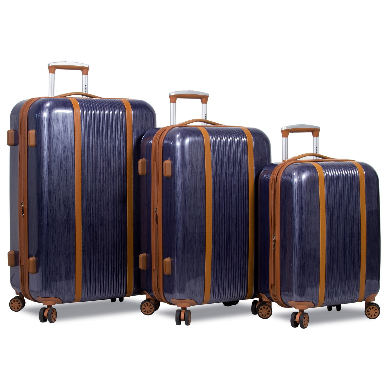 One Size Dejuno Monroe 3-Piece Hardside Spinner TSA Combination Lock Luggage Set Blue 