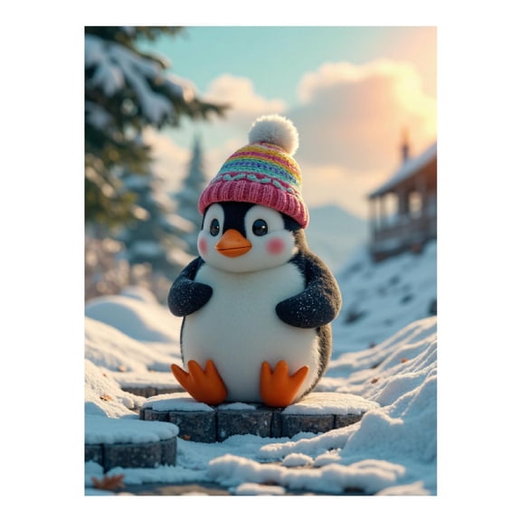 Diamond Art Kit for Adults, Penguin Winter Scene Cozy Hat Diamond Painting for Adults Beginners, 5D DIY Diamond Art Painting Kits, Colorful Diamond Painting Craft for Home Decor 12x16