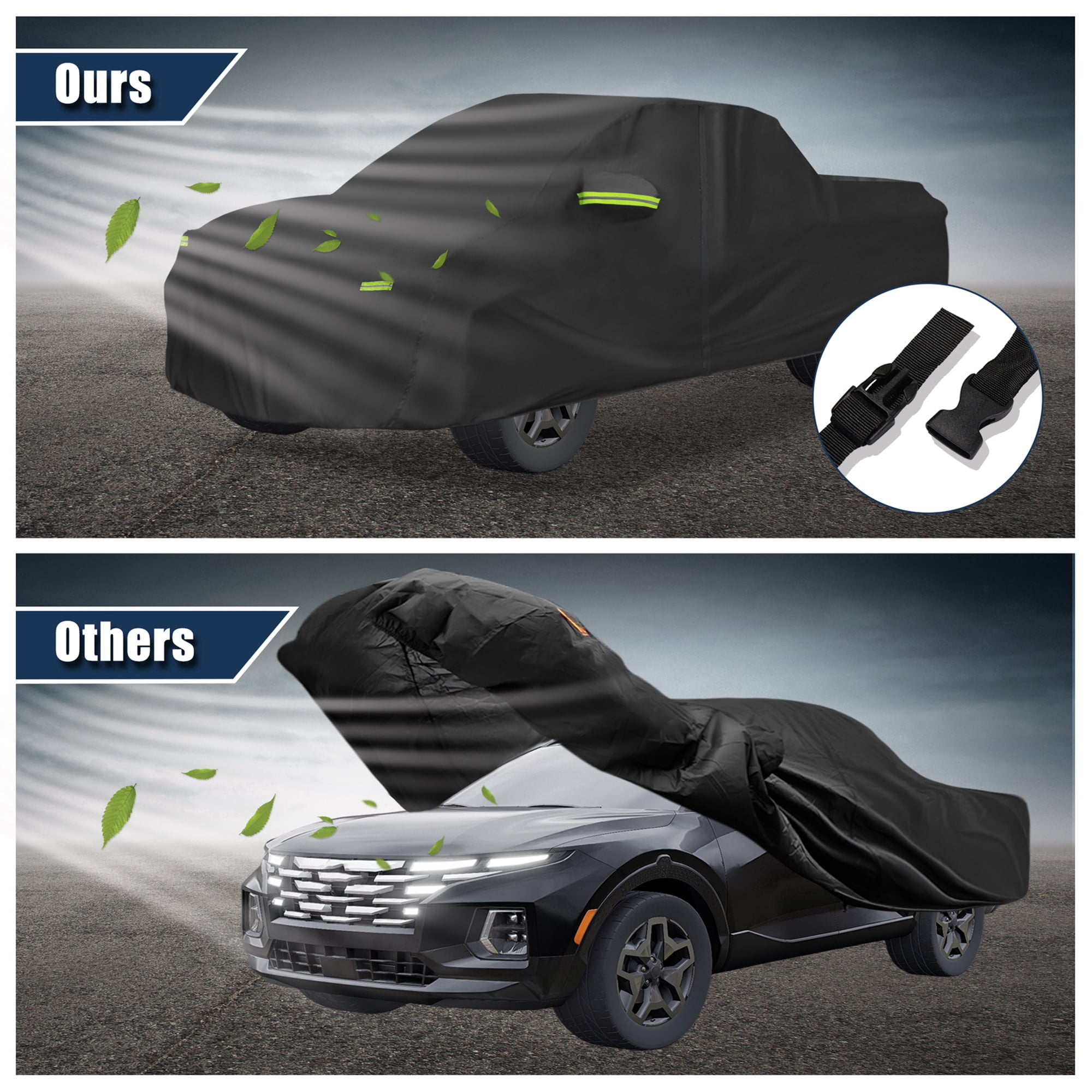 Unique Bargains Car Cover All Weather Protection with Zipper Black 195.7"x75.2"x66.9"