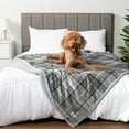 thumbnail image 4 of PetAmi Waterproof Dog Blanket for Medium Large Dog Puppy Cat Throw for Couch Cover Leakproof Protection, Sherpa Fleece, Reversible Soft Washable 60x40 Plaid Light Gray, 4 of 9