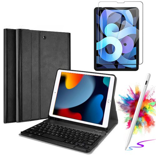 Étui Clavier avec Protecteur d'Écran et Stylet pour iPad Mini 7/6, iPad Mini 6e 7e Gén. Rétroéclairage Clavier Sans Fil Intelligent Étui Folio Protecteur avec Support