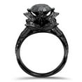 thumbnail image 3 of TAAPSEE JEWELS Round Cut Black Cubic Zirconia 14K Black Gold Finish Flower Bridal Ring Set, 3 of 4