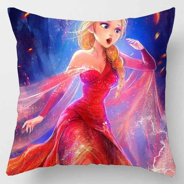 Funda de cojin de Frozen de Disney figura de accion de Elsa Anna Princesa de felpa corta decorativa para el hogar funda de almohada para sofa