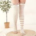 thumbnail image 2 of CUZIBR Socks For Women Winter Striped Fuzzy Warm Socking Over The Knee Socks Thick Woolen Leg Warmers Leggings Stockings Breathable Lightweight Footwear,Khaki,One Size, 2 of 2