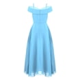 thumbnail image 2 of Kaerm Kids Girls Adjustable Spaghetti Strap Chiffon Dress Elegant Sleeveless Off Shoulder A-Line Light Blue 14, 2 of 5