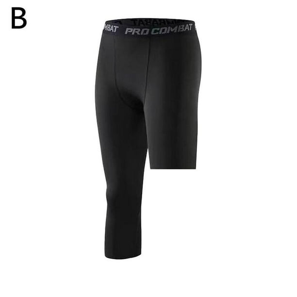 Men's One Leg Compression Capri Tights Base Pants Layer Athletic Basketball  C4Y1
