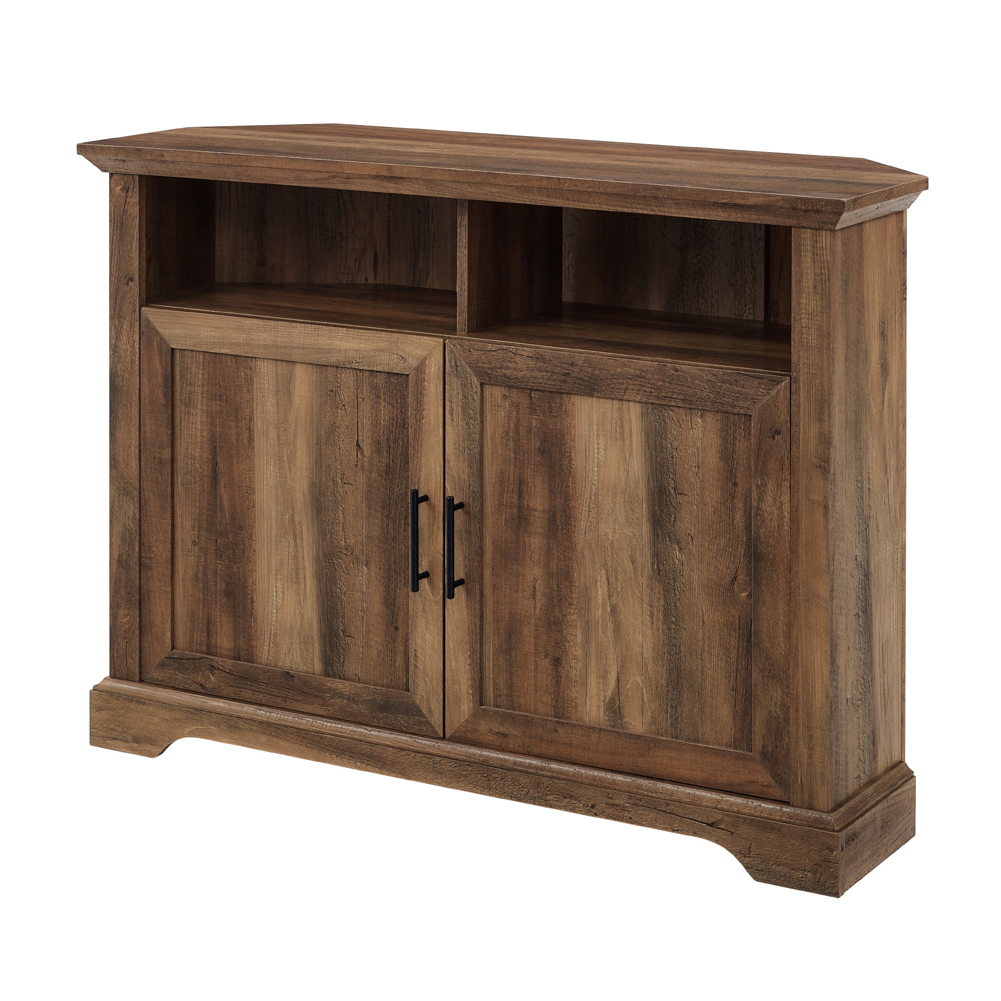 Walker Edison Two-Door Corner TV Stand for TVs up to 48", Reclaimed Barnwood