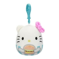 Squishmallows 3.5" Clip-On Hello Kitty Holding Hamburger