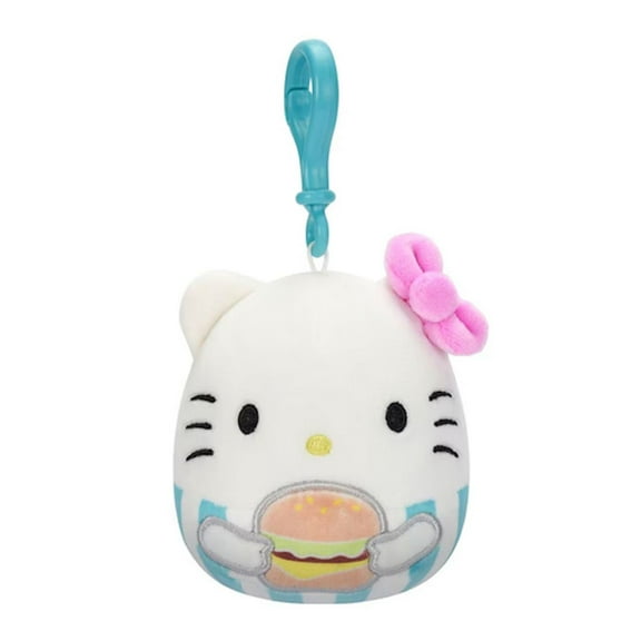 Squishmallows 3.5" Clip-On Hello Kitty Holding Hamburger