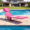 thumbnail image 3 of Gymax 2PCS Tanning ChairFolding Beach Lounge Chair w/5-Position Adjustable Backrest Pink, 3 of 9
