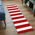 thumbnail image 4 of Red Striped Large Area Rugs for Bedroom Living Room, Soft Non Slip Carpet Bedside Rug, Christmas Farmhouse Red White Stripes Rectangular Floor Cover Kitchen Accent Rug 2'x6' for Dining Room/Office, 4 of 9