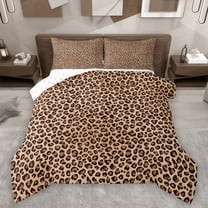 Homewish Cheetah Leopard Print Bedding Comforter Set, Brown Stripes Lines Twin Comforter Sets, Modern Fashion Style Reversible Bedding Set, Super Cozy Room Decor, 2-Piece