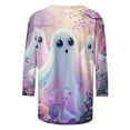 thumbnail image 4 of jobturf Halloween Shirts for Women Pumpkin Printed 3/4 Length Sleeve T Shirt Casual Cute Ghost Floral Graphic Tee Tops Festival Going Out Costumes, 4 of 5