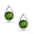 thumbnail image 2 of Gem Stone King 925 Sterling Silver Green Chrome Diopside Teardrop Stud Earrings for Women Men (1.00 Cttw, Gemstone Birthstone, Round 5MM), 2 of 4
