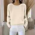 thumbnail image 4 of Women's Casual Sweaters,Lace Up Tops,Long Sleeve Round Neck Pullover Tops for Lightweight Wear 2026 Beige L, 4 of 5