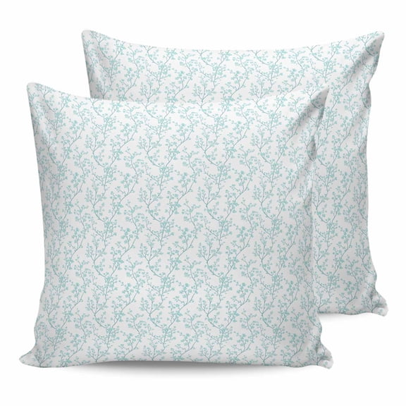 Outdoor Waterproof Throw Pillow Covers Set of 2 Teal Flower Decorative Pillowcases Square Outdoor Pillows Cushion Case 18x18 Inch Floral Tree Branch Patio Pillows for Couch Sofa Bed Garden