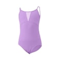 thumbnail image 4 of HAOTAGS Girls Ballet Leotard,Sleeveless Elastic Waist Solid Color Dance Practice Clothes Purple 3-4, 4 of 6