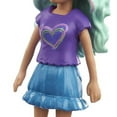thumbnail image 5 of Polly Pocket Collectible Doll ~ Polly's Friend with Blue Hair, Wearing Blue Skirt, Purple Heart Shirt and Pink Sandals ~ 3 1/2" Tall ~ HKV81, 5 of 5
