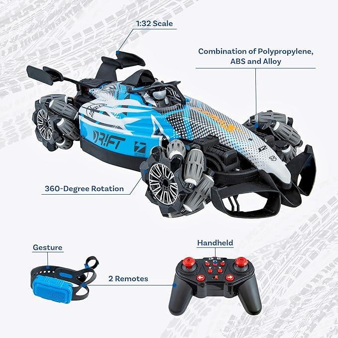 Sunnydaze Stunt RC Car &ndash;Gesture Sensing, 360&deg; Spins, Lights & Steam Effects