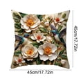 thumbnail image 3 of Qiweii Vintage floral bird printed pillow cover，faux embroidered decorative cushion cover，living room sofa home decor accessory, 3 of 6