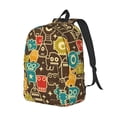 thumbnail image 2 of Balery Robot and Monsters Vintage Canvas Backpack for Men and Women - Large Capacity, Durable Travel Laptop Bag for School, Work, Hiking, and Outdoor Activities, 2 of 7
