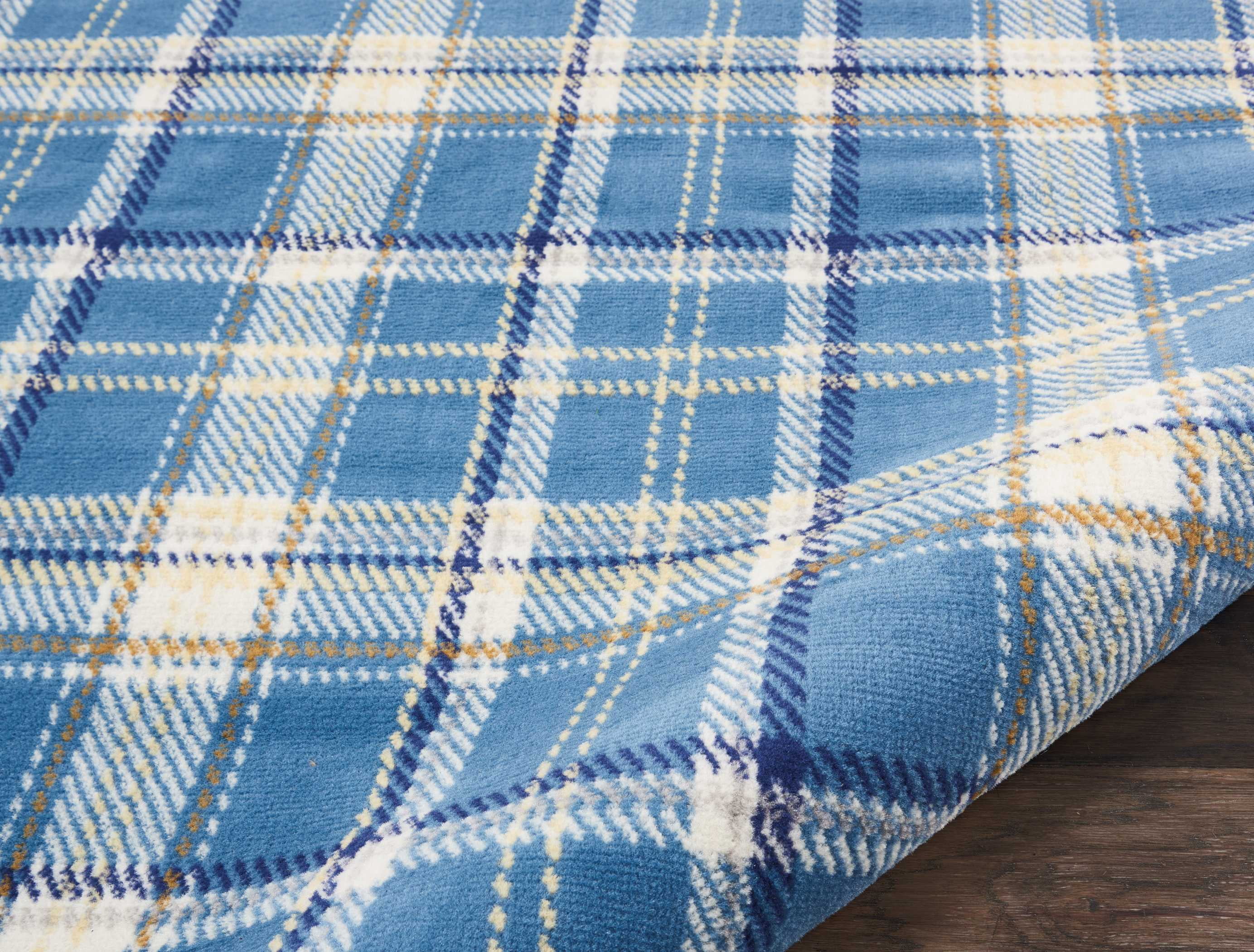 Blue Farmhouse Plaid Area Rug by Pinewood Grove