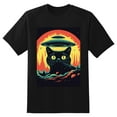 thumbnail image 2 of Plus Size Shirt for Women Black Tops for Women Oversized Short Sleeves Shirt for Women Retro Black Cat T Shirt Crewneck Shirt for Women XL, 2 of 5