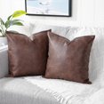 thumbnail image 1 of Set of 2 Faux Leather Decorative Throw Pillow Covers Modern Solid Outdoor Cushion Cases Luxury Pillowcases, 1 of 4