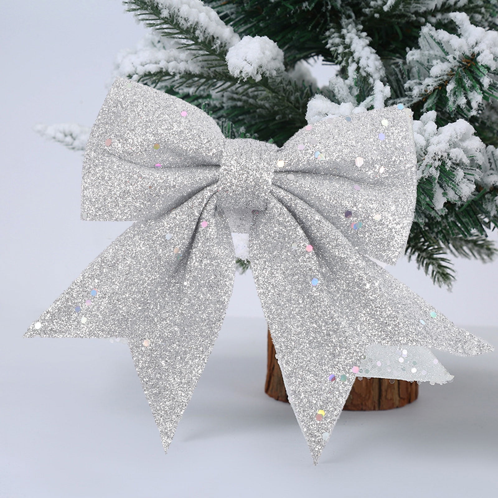 FONDOTIN Christmas Hanging Glitter Bows, Assorted Colors, 30 Pieces for Indoor Holiday Decorations and Festive Home Decor