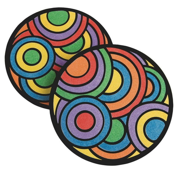 S&S Worldwide Velvet Mandala Sand Art Craft Kit Includes Self-Adhesive Chipboard Mandalas 9 lbs Assorted Colored Sand Instructions. for Kids & Adults Project is 10-1/4"" Diameter Makes 24.