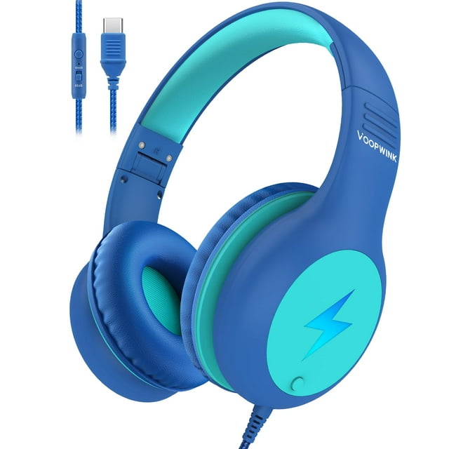 Auriculares con cable para niños Voopwink USB-C con micrófono y límite de volumen LED